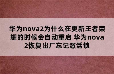 华为nova2为什么在更新王者荣耀的时候会自动重启 华为nova2恢复出厂忘记激活锁